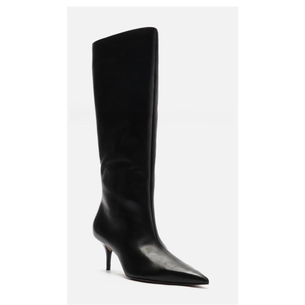Arezzo Stiletto Knee-High Black Leather Boots